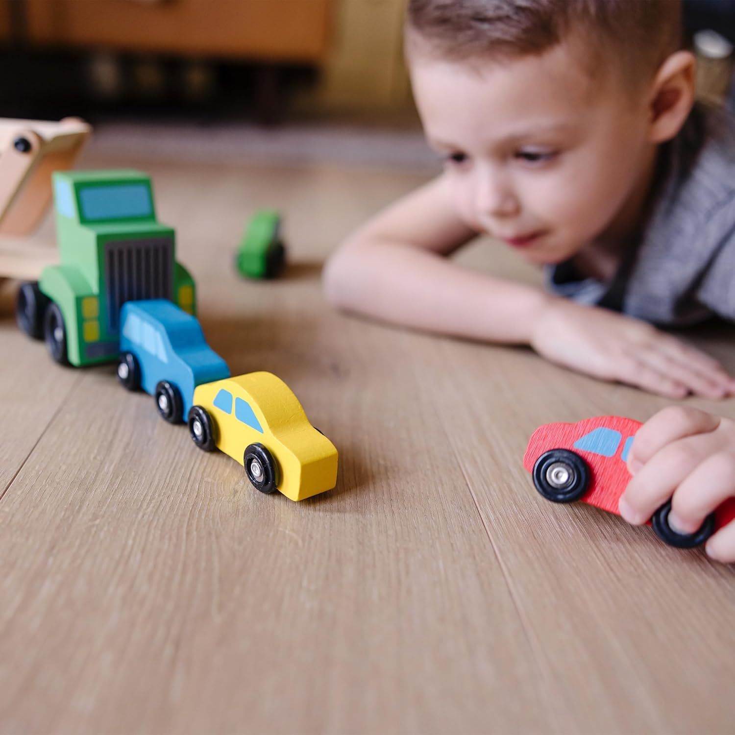 Melissa & Doug Wooden Car Transporter Playset