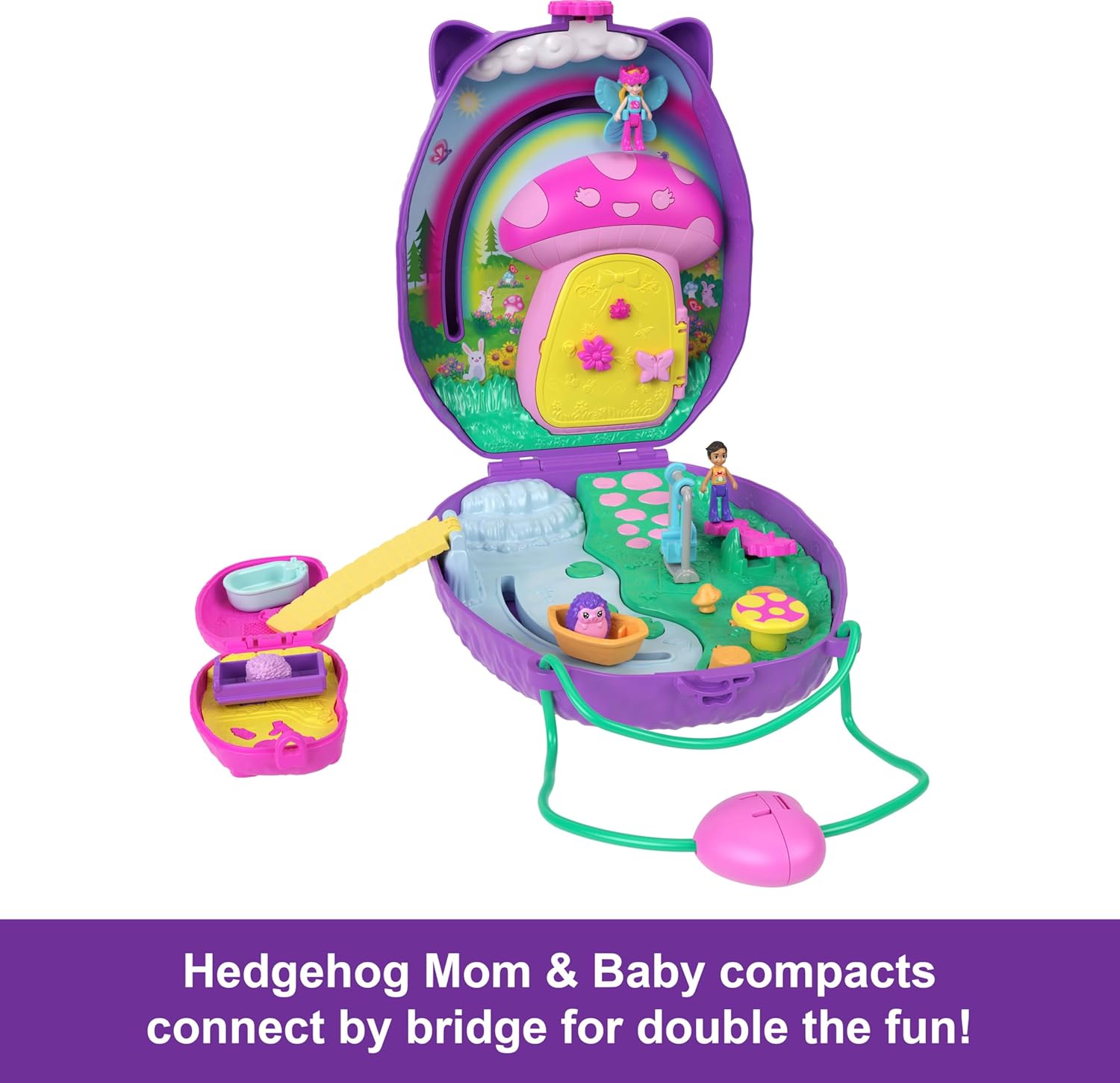 Polly Pocket Hedgehog Mom & Baby Purse Playset