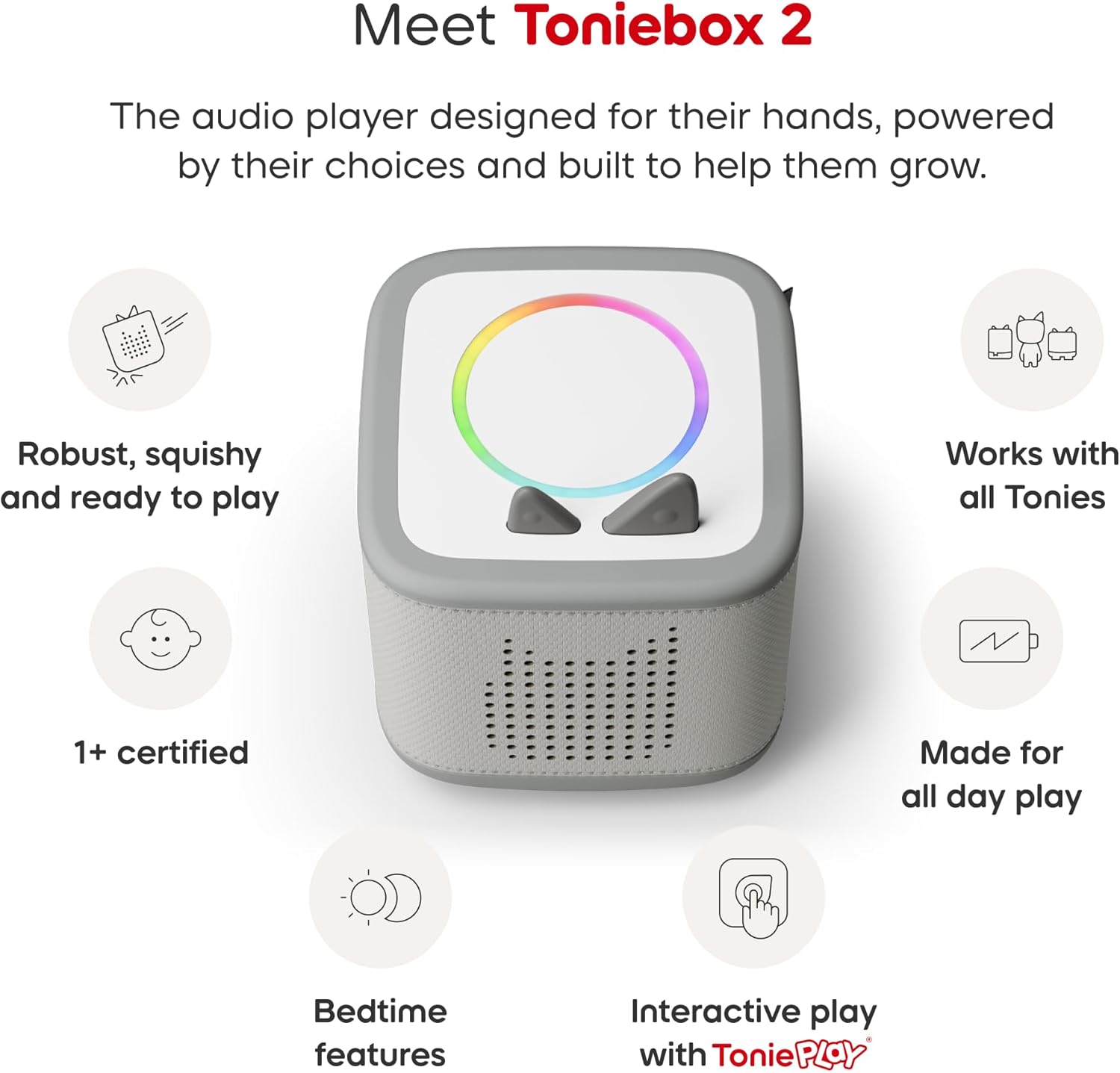 Tonies Toniebox 2 Moon Grey Play Set with Paw Patrol Chase