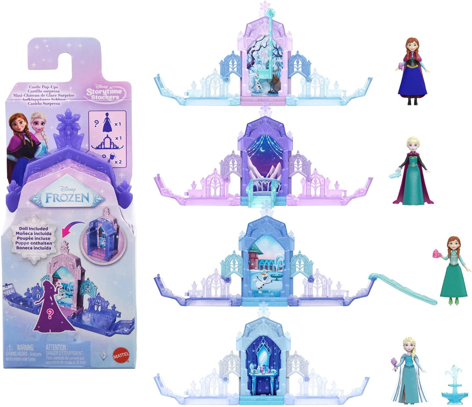 Disney Frozen Storytime Stackers Anna or Elsa Pop Up Castle with 4 Surprises