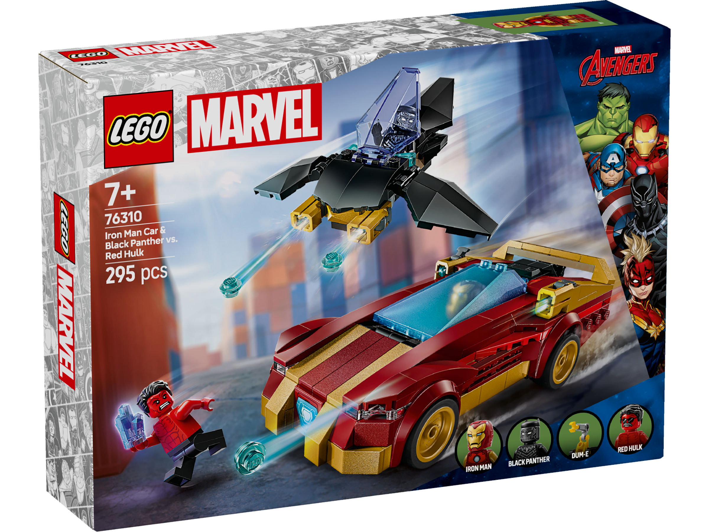 LEGO Marvel 76310 Iron Man Car & Black Panther vs. Red Hulk