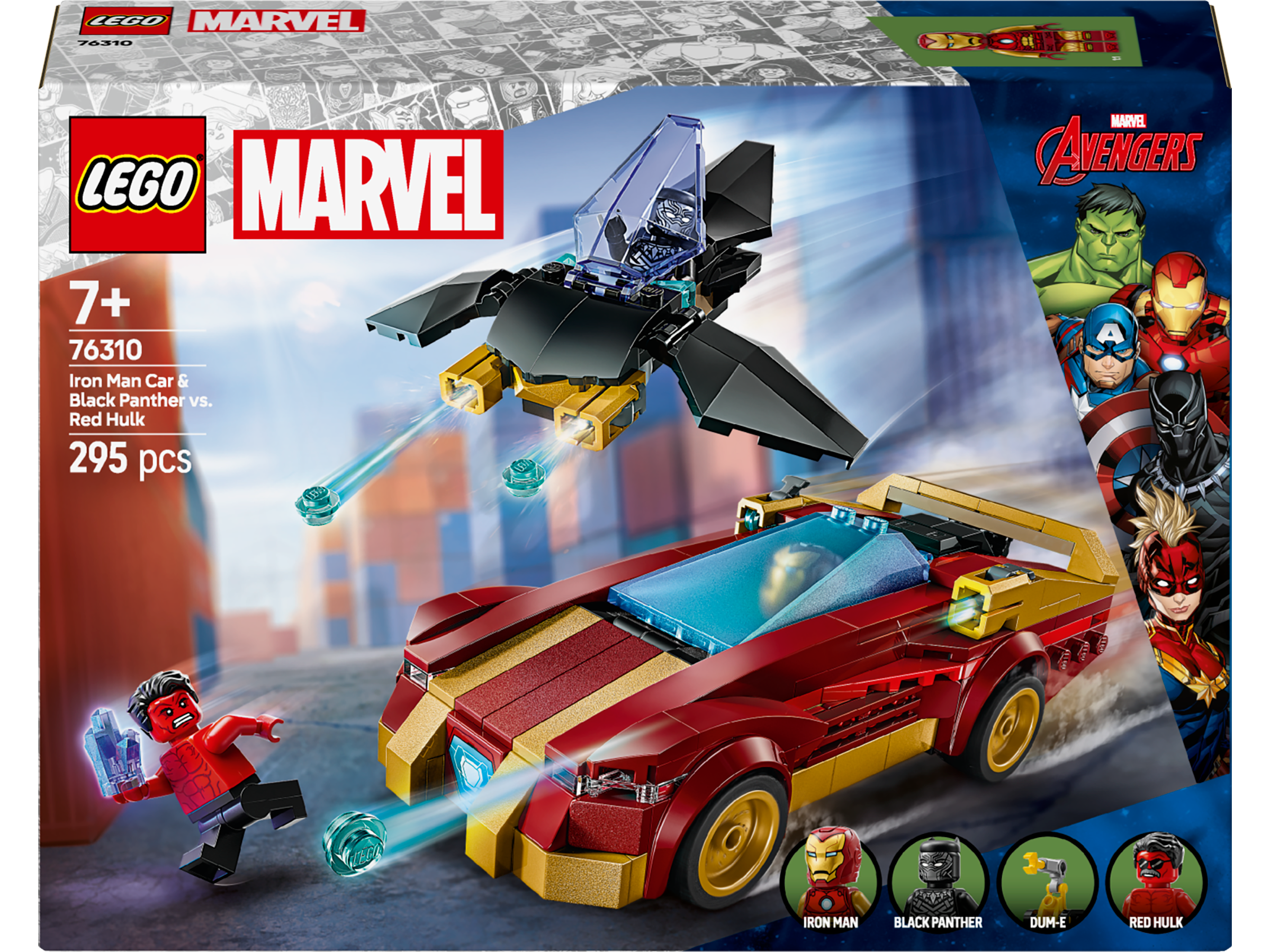 LEGO Marvel 76310 Iron Man Car & Black Panther vs. Red Hulk