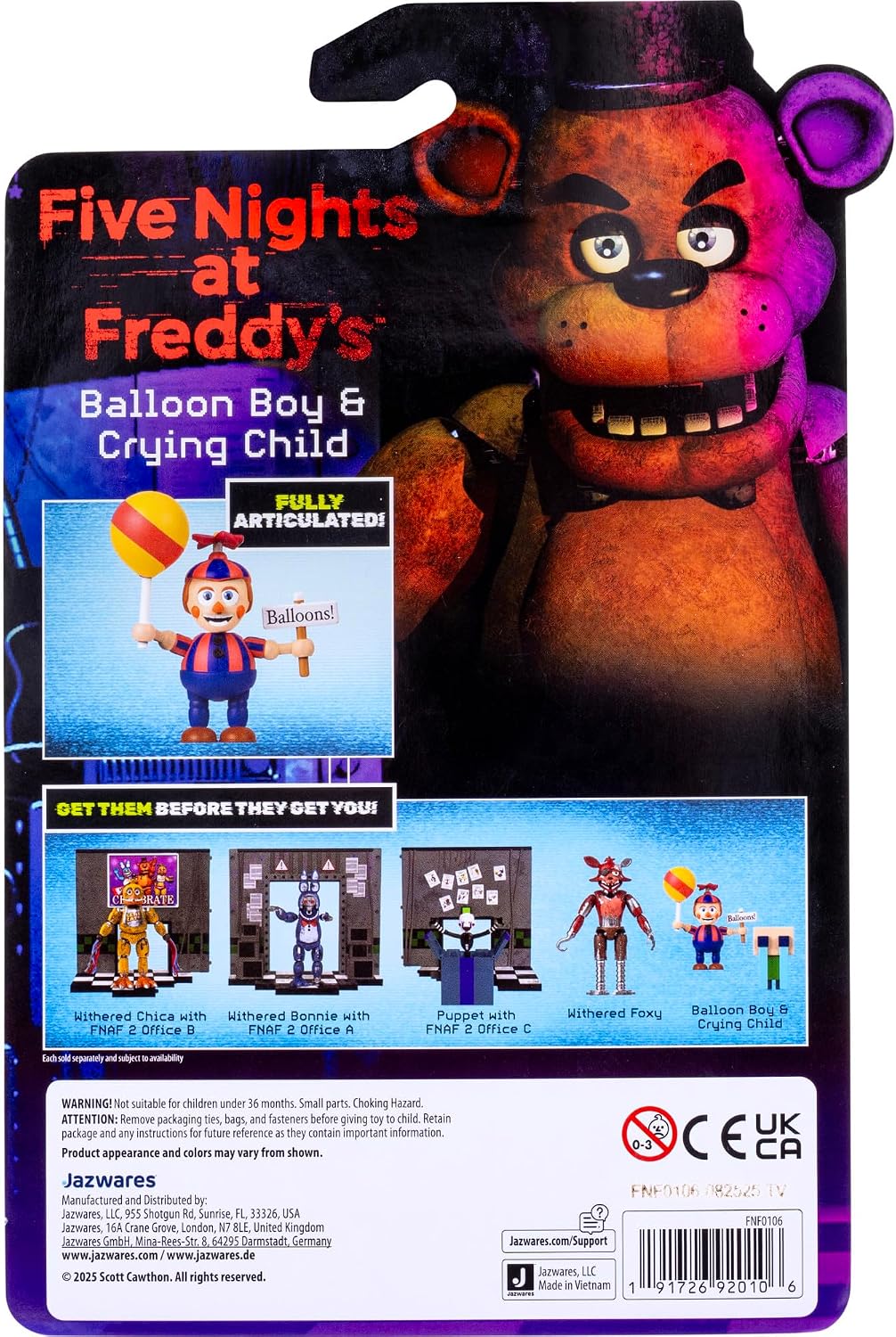 Five Nights at Freddys Balloon Boy & Crying Child with Glow in the Dark Eyes 6.5cm