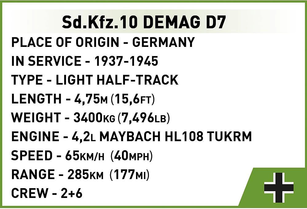 Cobi 2273 Sd.Kfz.10 Demag Hafltrack 1:35 Scale Set