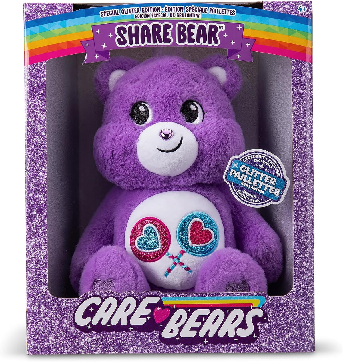 Care Bears 35cm Glitter Belly Medium Plush - Share Bear