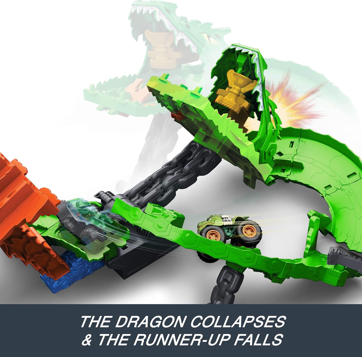 Hot Wheels Monster Trucks Sharks vs. Dinos Dragon Demolition Playset