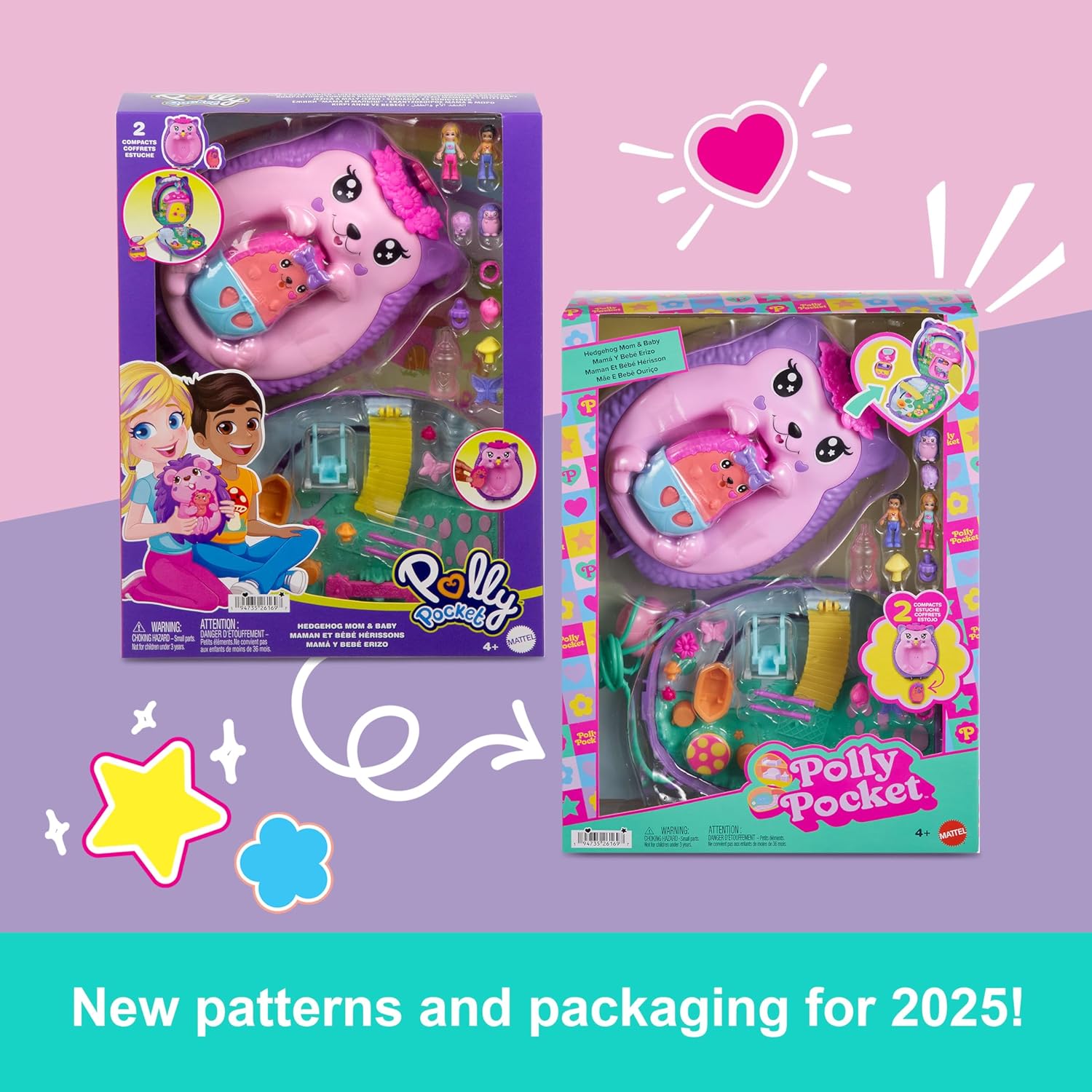 Polly Pocket Hedgehog Mom & Baby Purse Playset