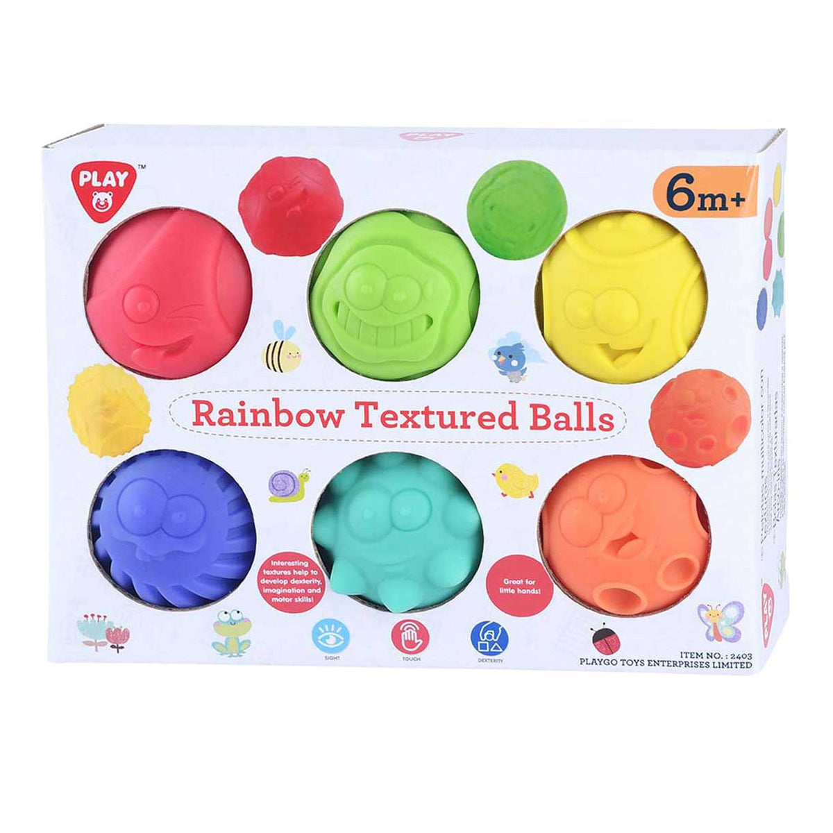 Rainbow Textured Sersory Balls 6 Pack