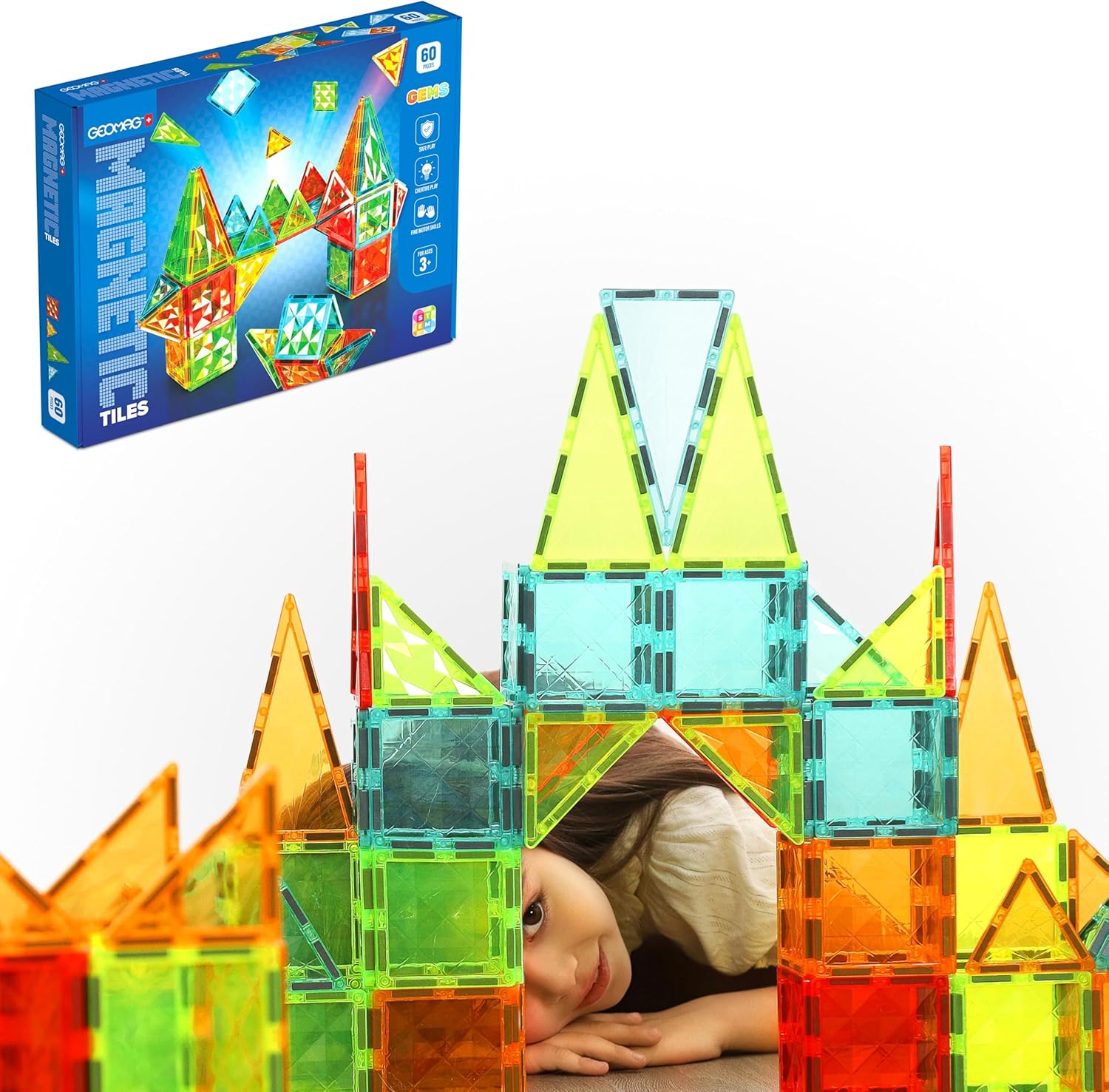Geomag Magnetic Tiles - Gem 60 Piece Set