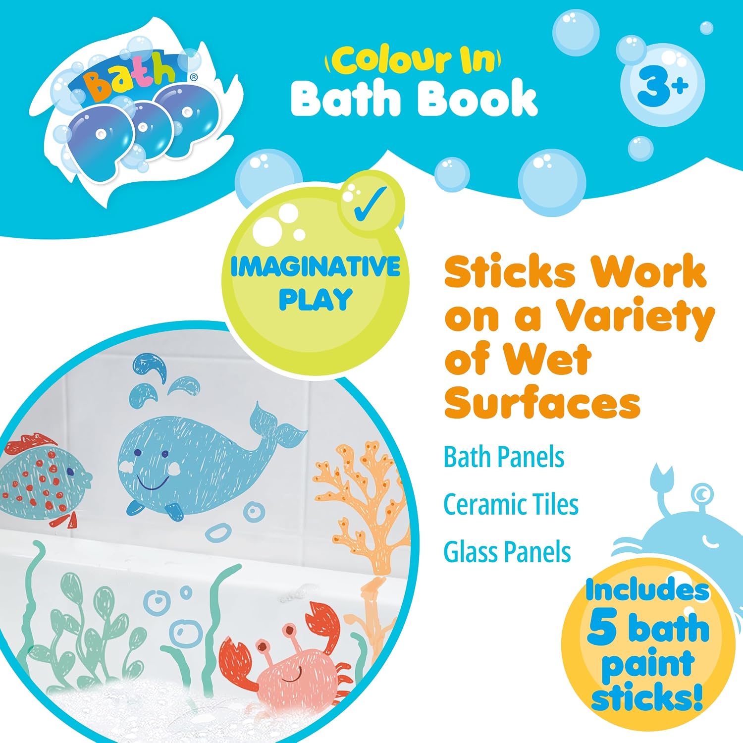 Bath Pop - Colouring Book and 5 Bath Sticks