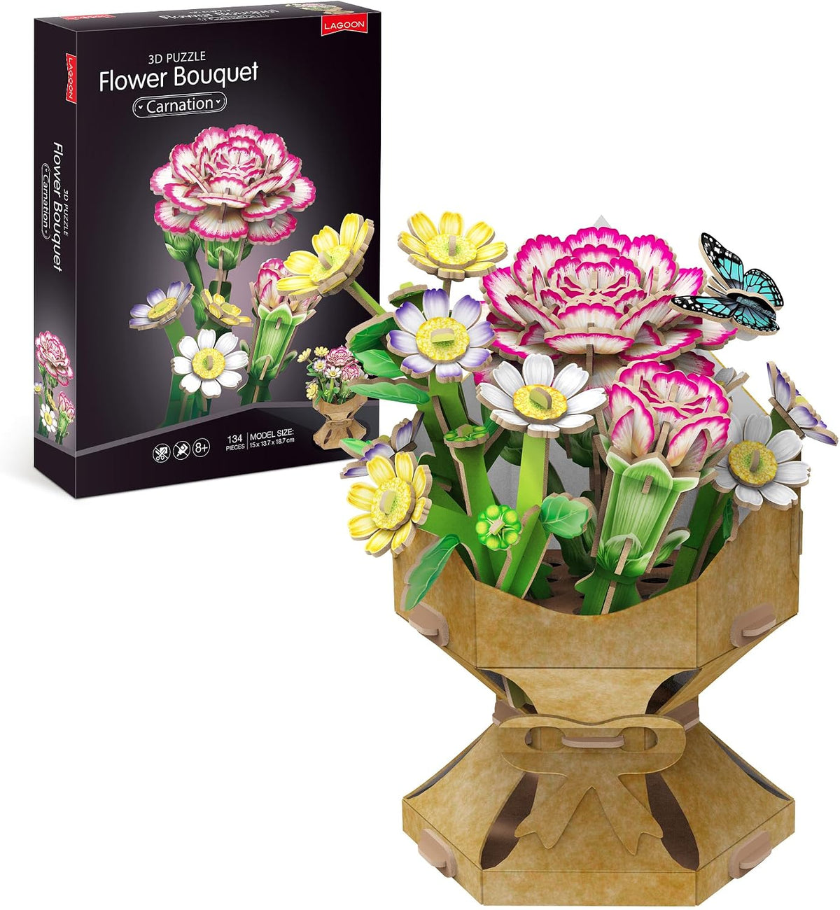 Carnation Flower Bouquet 3D Construction Set