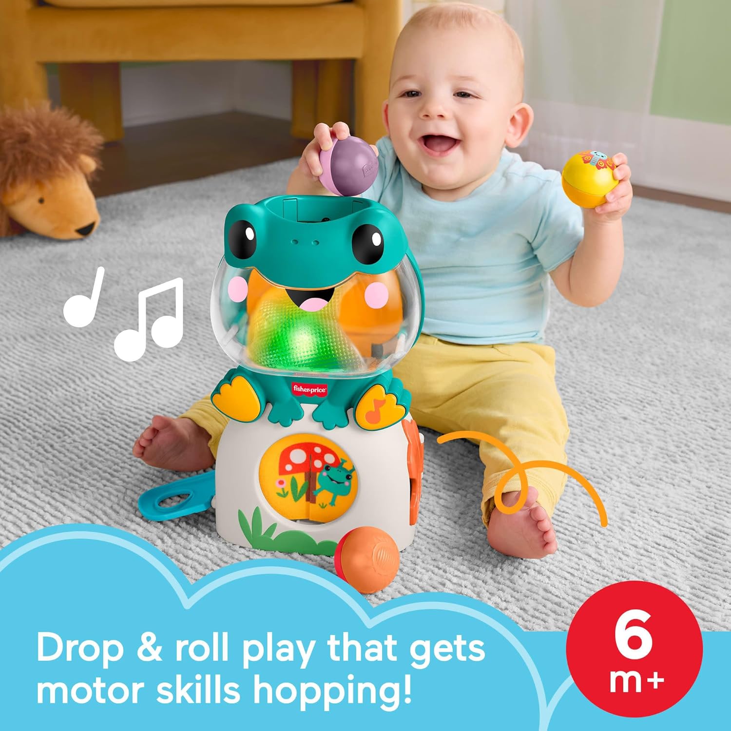 Fisher-Price Baby Toy Light-Up & Roll Frog Musical Ball