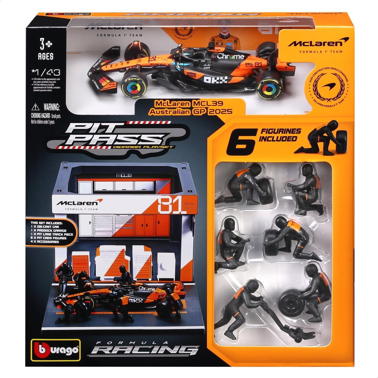 Bburago McLaren MCL39 & Pit Pass Diorama - Piastri