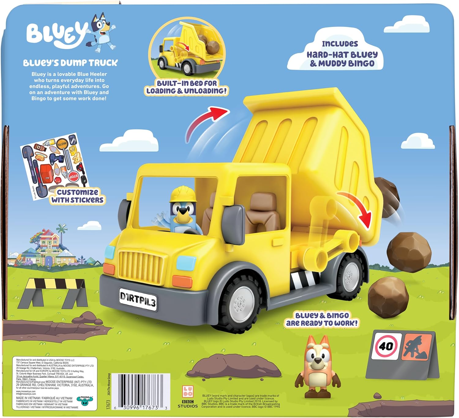 Bluey Dump Truck with Hard Hat Bluey