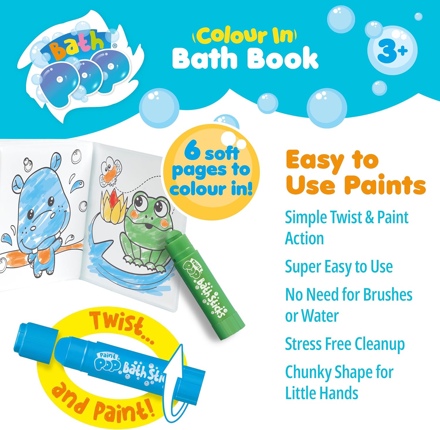 Bath Pop - Colouring Book and 5 Bath Sticks