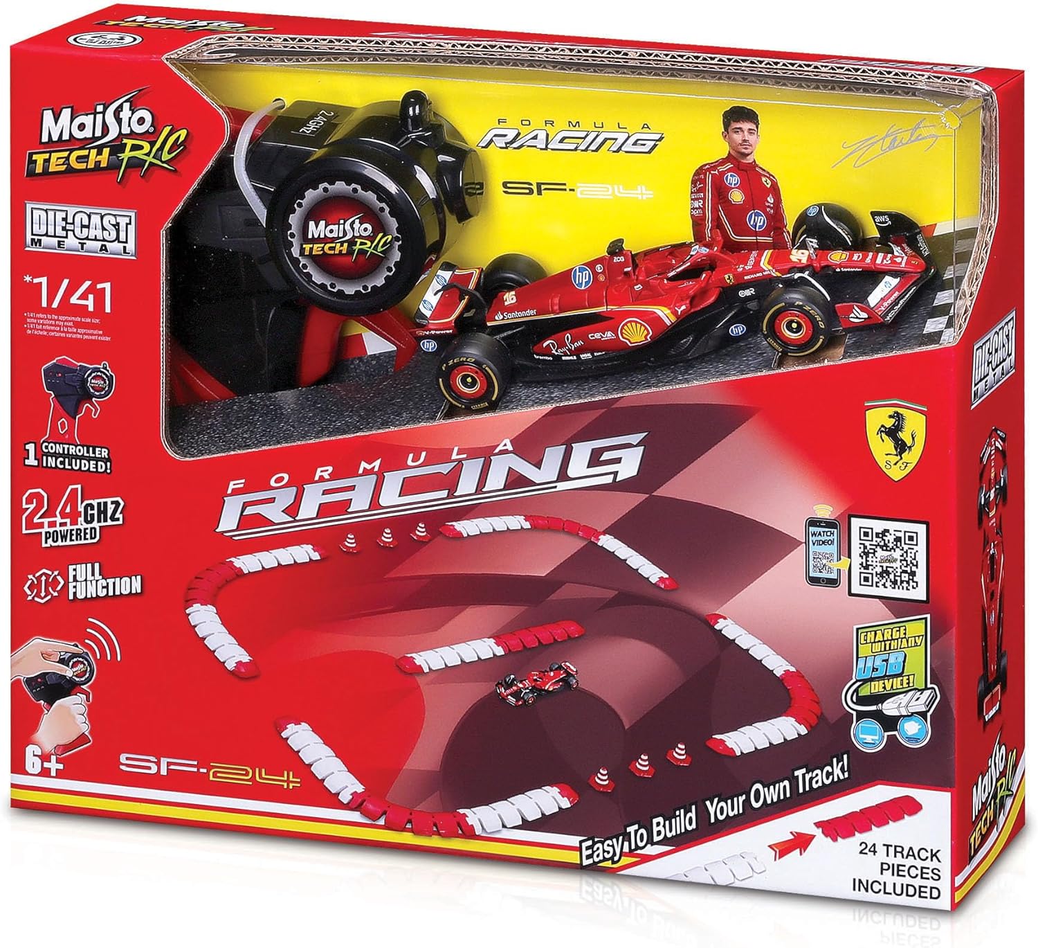 Maisto Mini Metal RC F1 2023 Ferrari Race Circuit