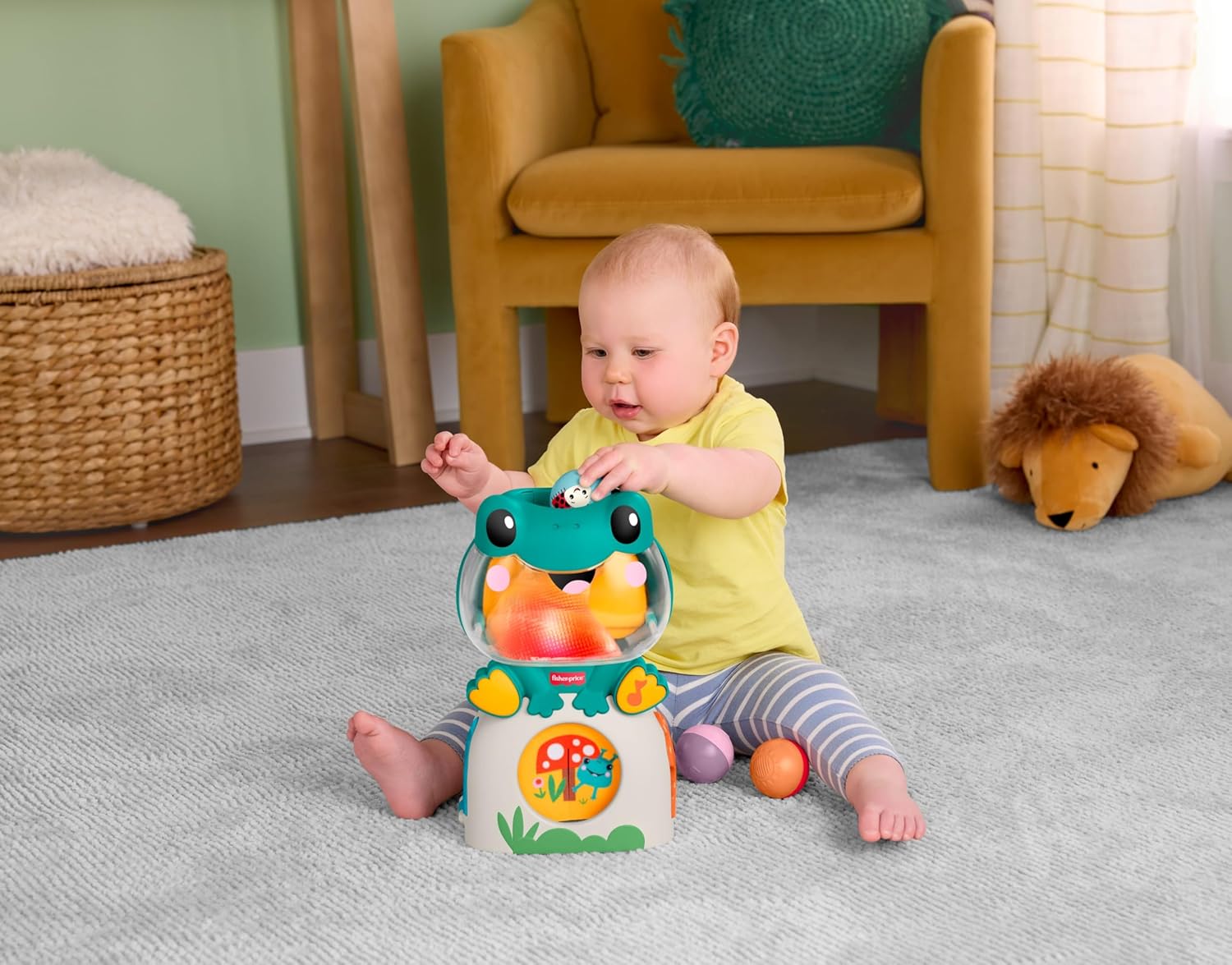 Fisher-Price Baby Toy Light-Up & Roll Frog Musical Ball