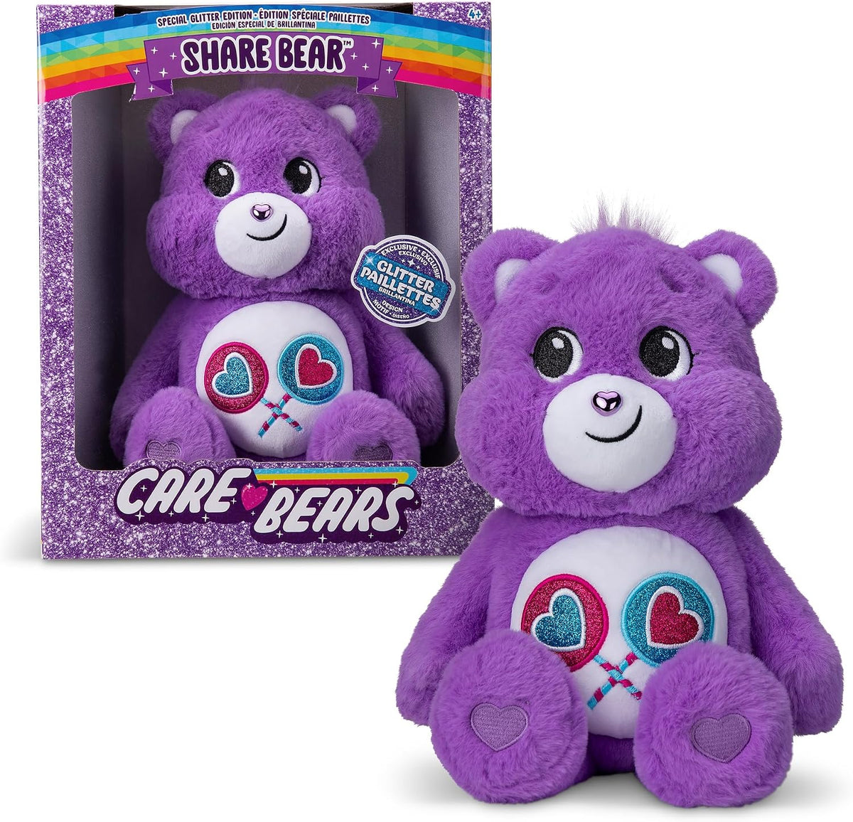 Care Bears 35cm Glitter Belly Medium Plush - Share Bear