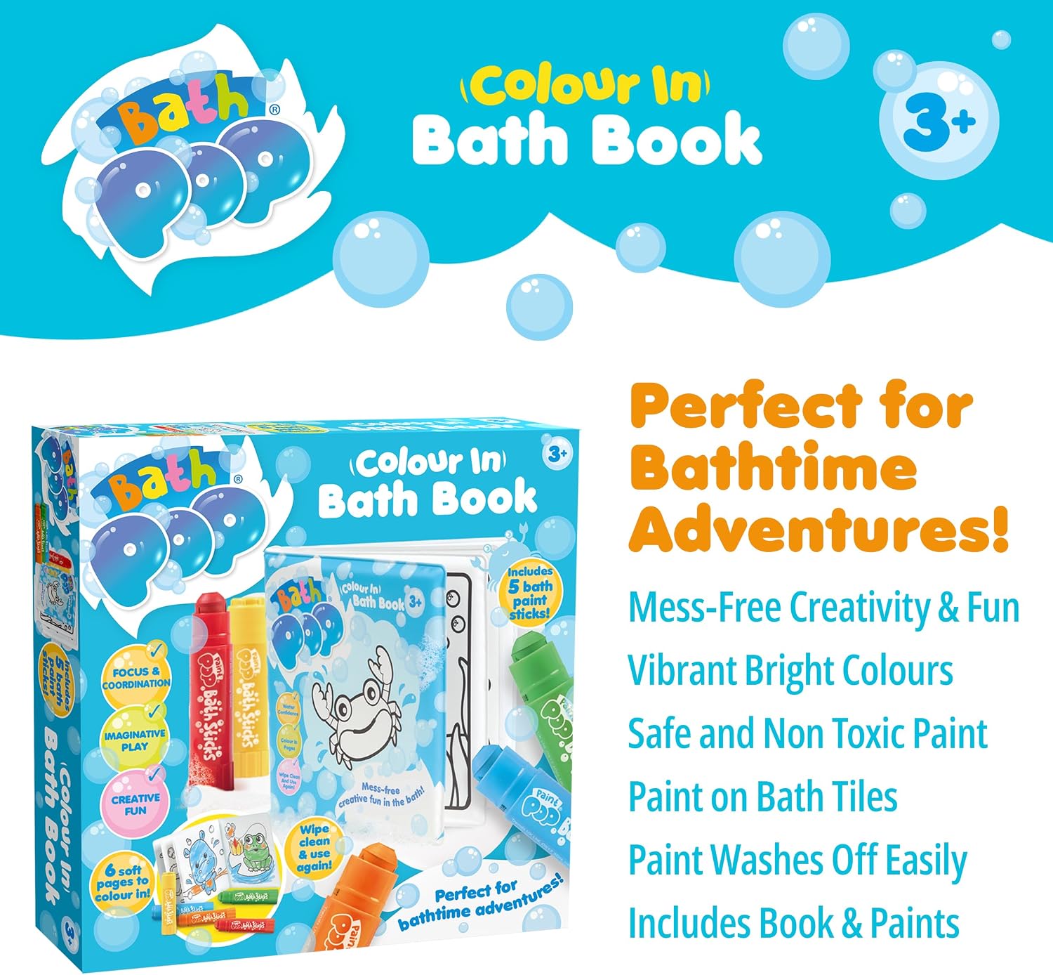 Bath Pop - Colouring Book and 5 Bath Sticks