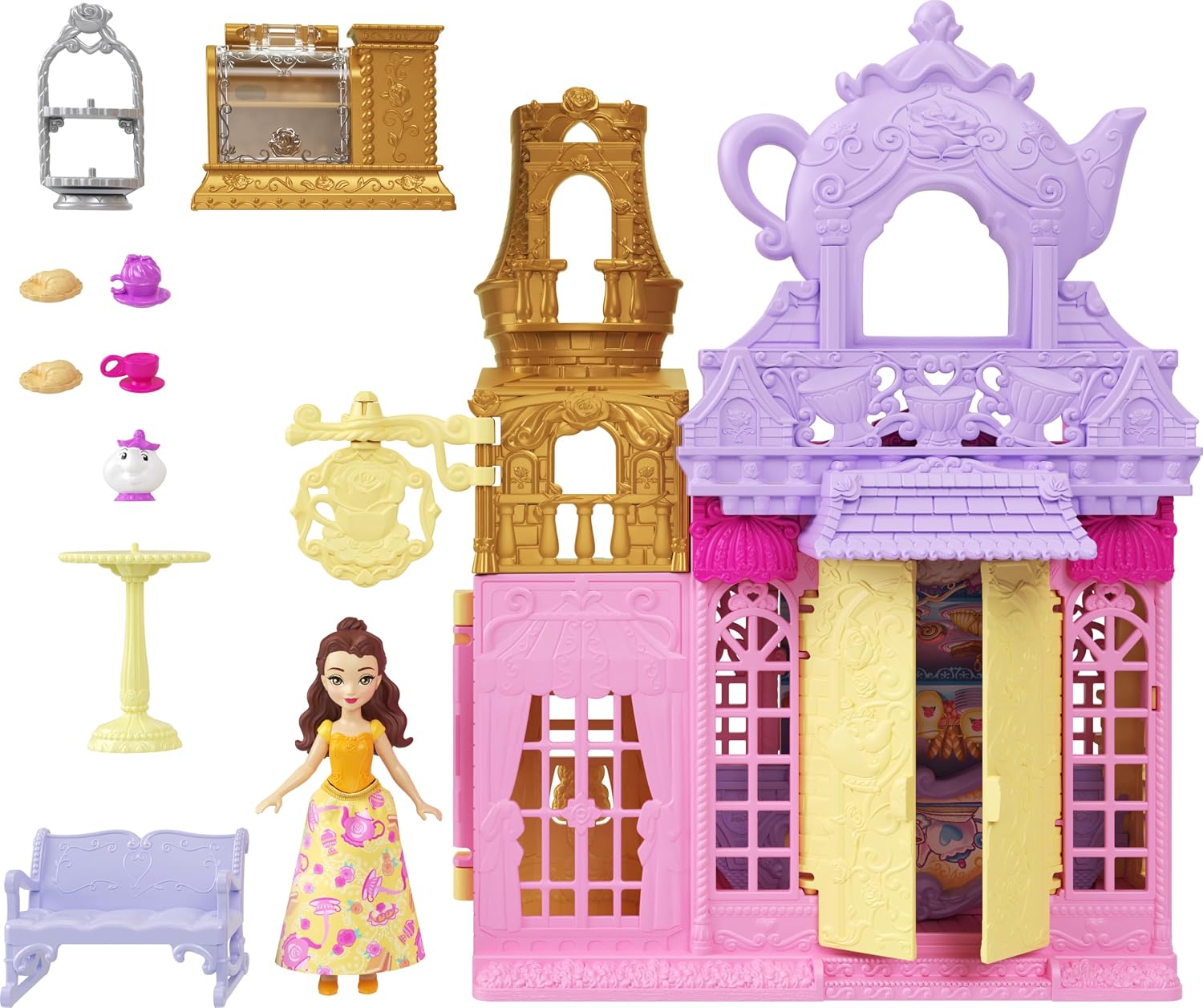 Disney Princess Belle Small Doll & Tea Shop Playset