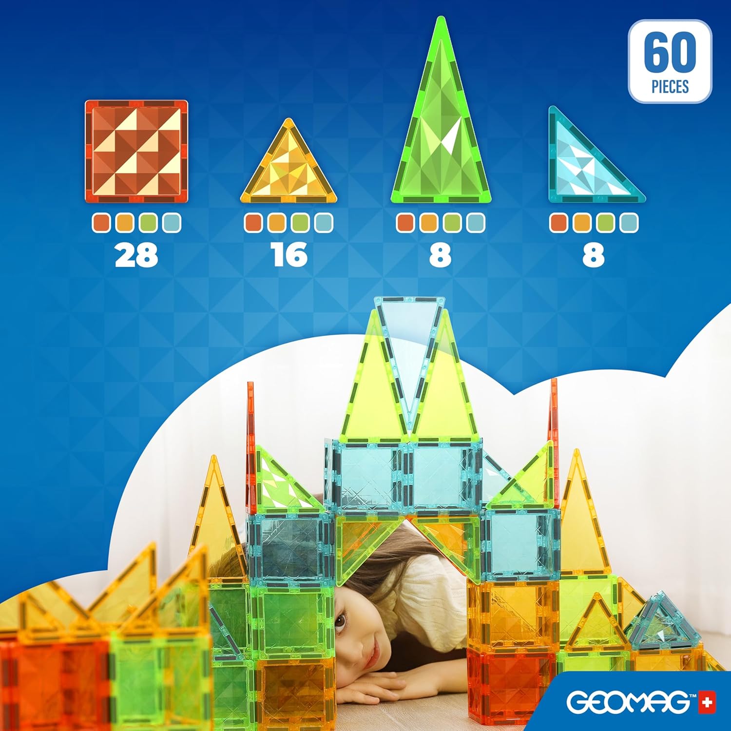 Geomag Magnetic Tiles - Gem 60 Piece Set
