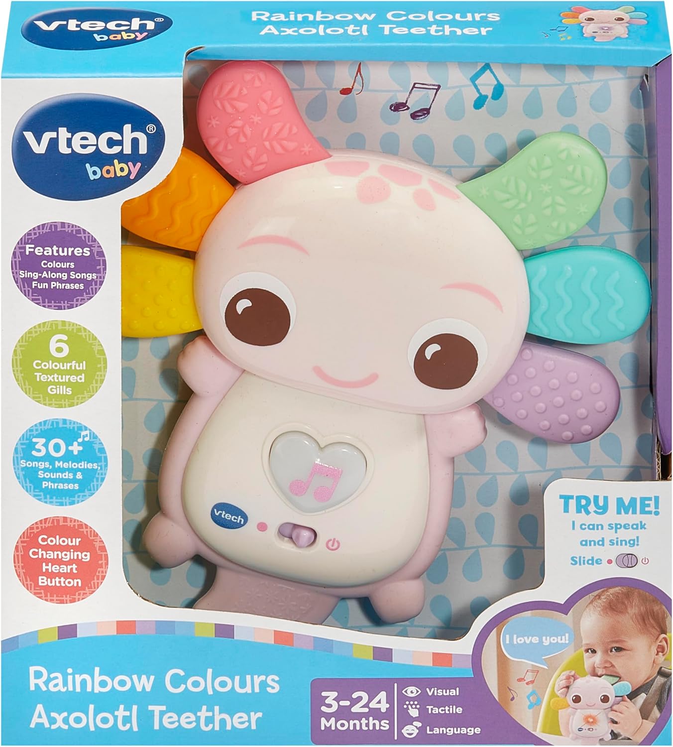 VTech Rainbow Colours Axolotl Teether Pink