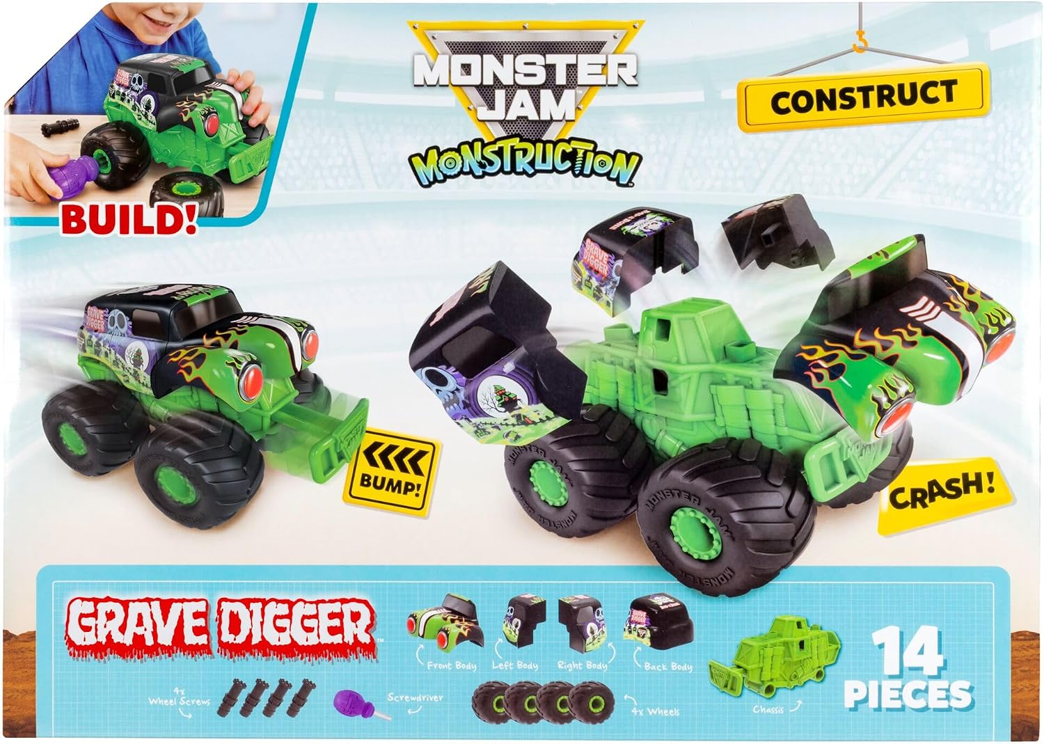 Monster Jam Monstruction Build & Crash Gravedigger