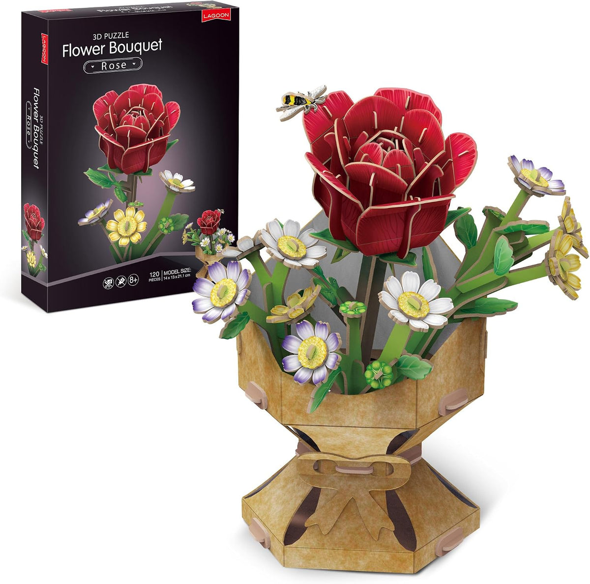 Rose Flower Bouquet 3D Construction Set