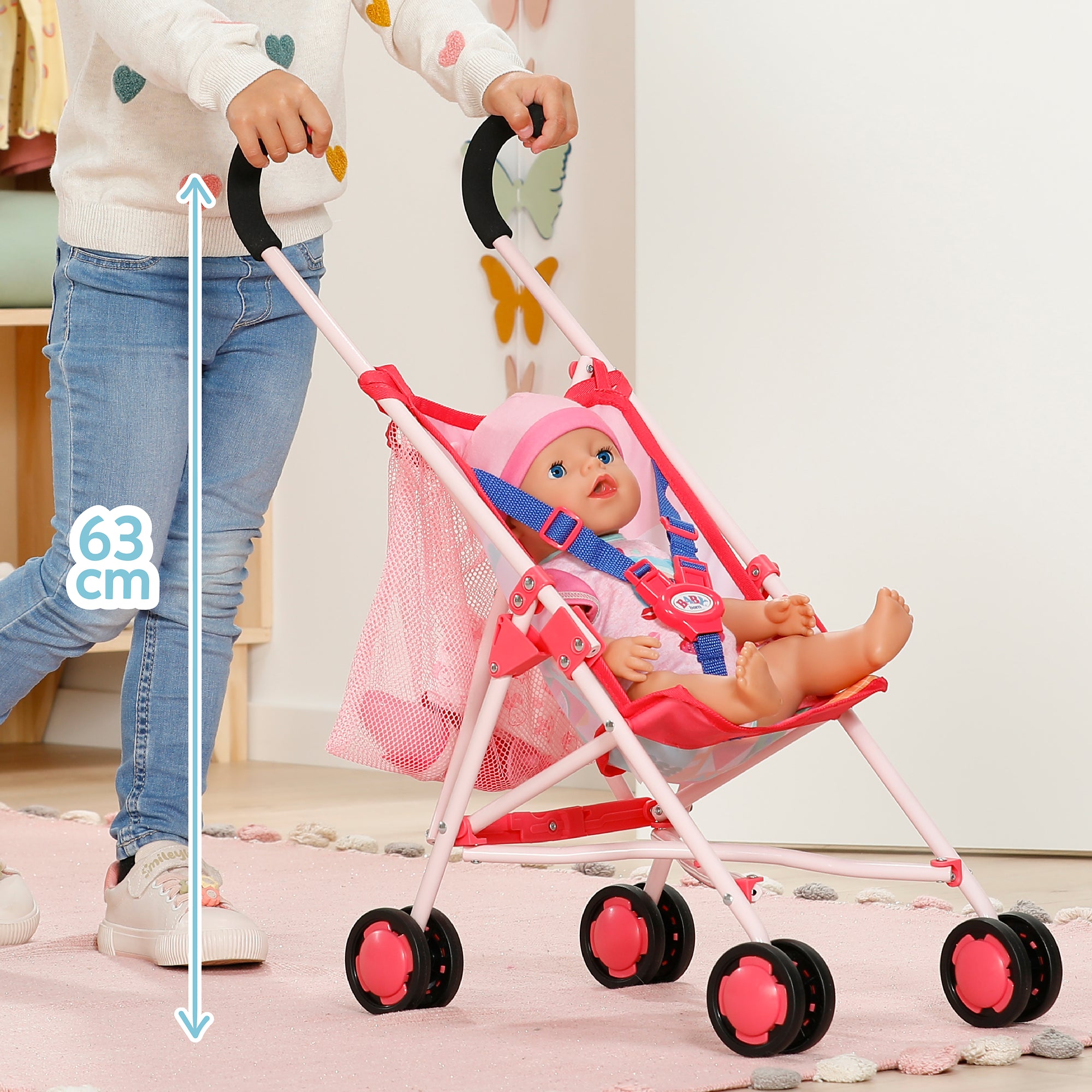 Baby Born Pink Stroller with Bag