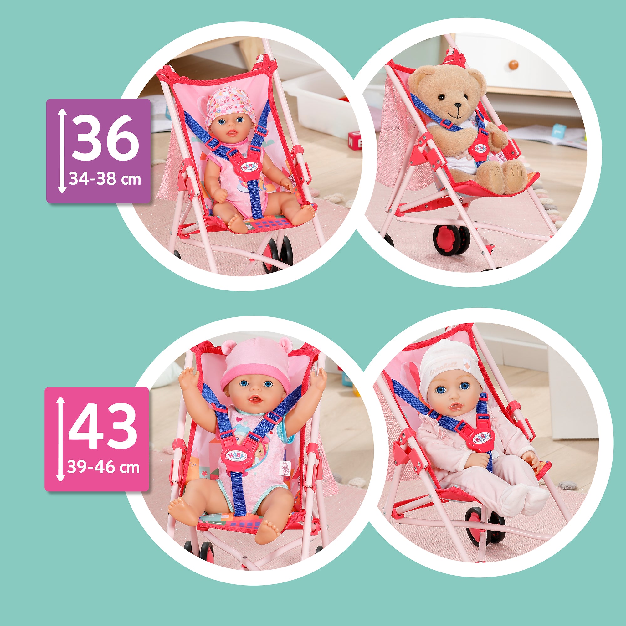Baby Born Pink Stroller with Bag
