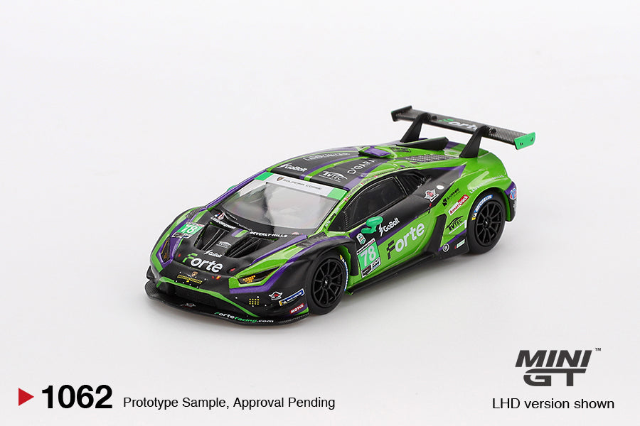 Mini GT Lamborghini Huracan GT3 EV02 IMSA 2023 Daytona Iron Lynx 1:64 Die Cast
