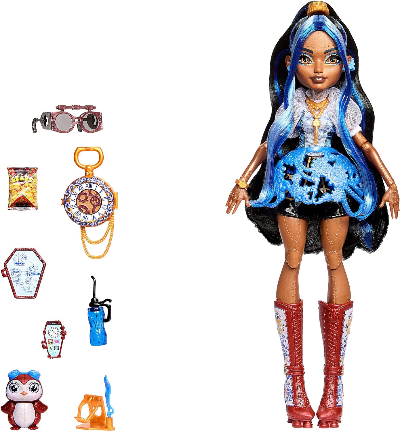 Monster High Doll, Robecca Steam in Blue Blouse and Black Shorts