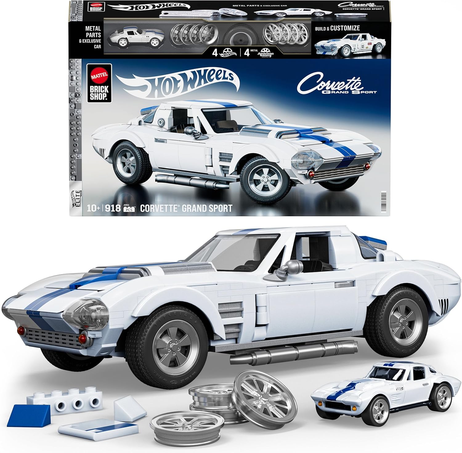 Hot Wheels Brick Shop Corvette Grand Sport 918 Piece Building Set