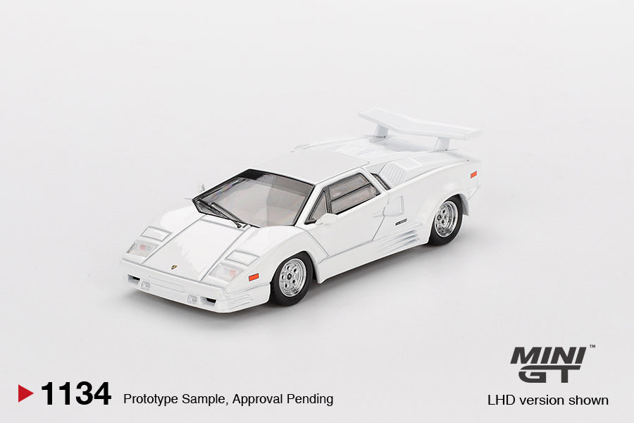 Mini GT Lamborghini Countach 25th Anniversary White (LHD) 1:64 Scale