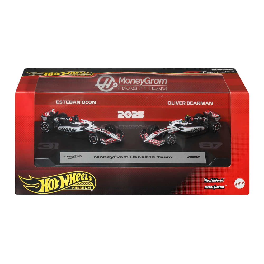 Hot Wheels Premium MoneyGram Haas 2025 Formula 1 Team Twin Pack