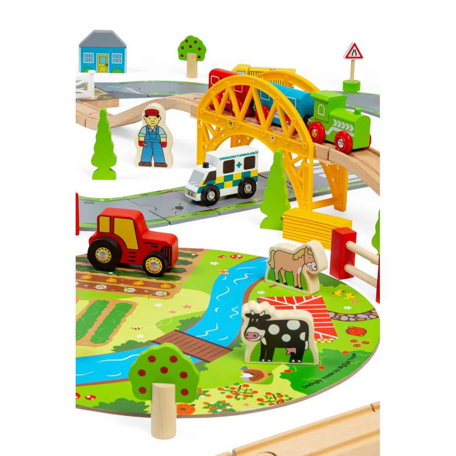 Wooden Road & Rail Train Set