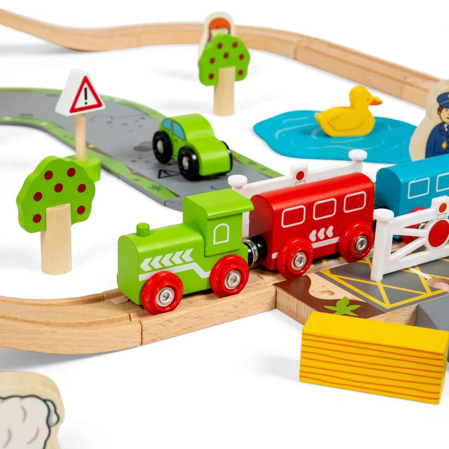 Wooden Road & Rail Train Set