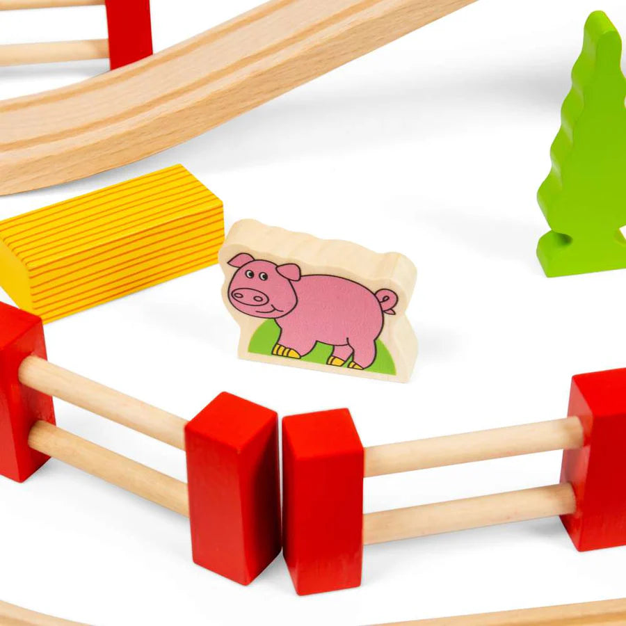 Wooden Road & Rail Train Set