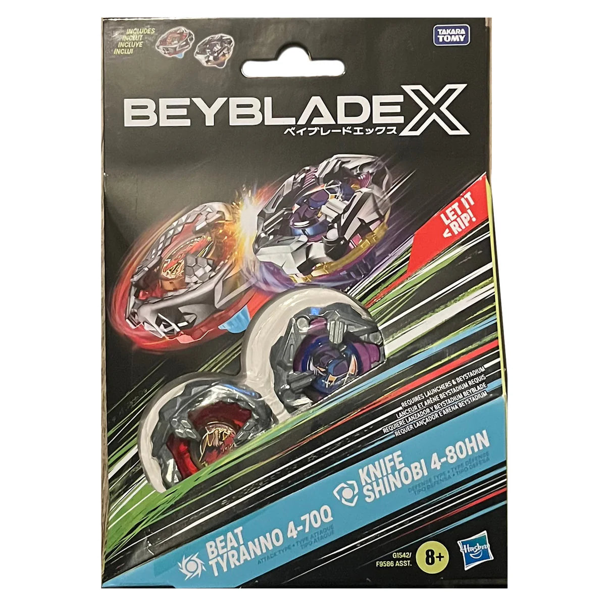 Beyblade X Beat Tyranno 4-70Q & Knife Shinobi 4-80HN Dual Pack Set