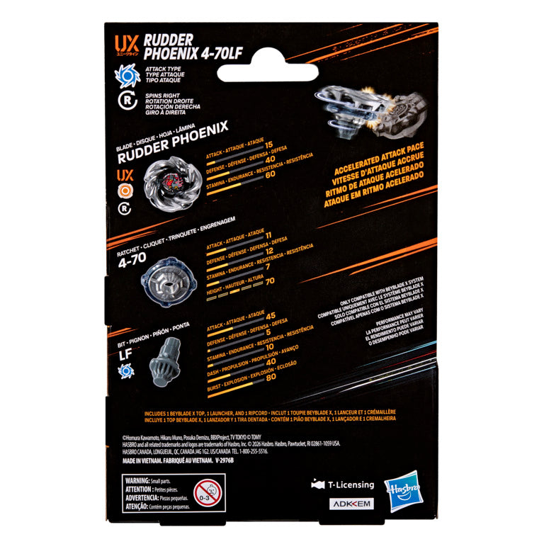 Beyblade X Rudder Phoenix 4-70LF Attack Type