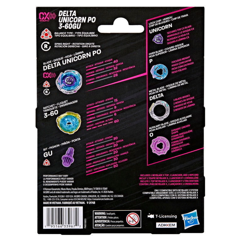 Beyblade X Delta Unicorn PO 3-60GU CX Infinity Starter Pack Set