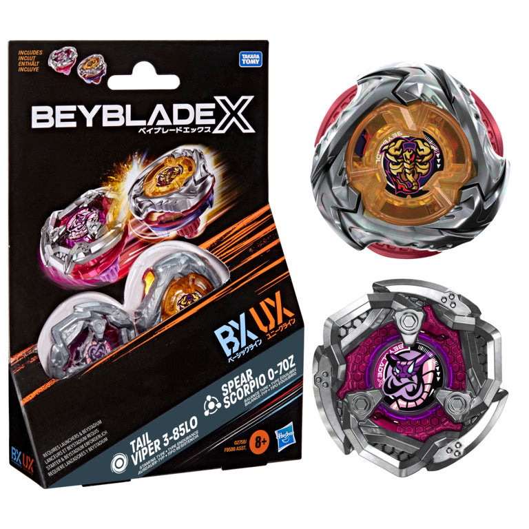 Beyblade X Spear Scorpio 0-70Z UX & Tail Viper 3-85LO BX Dual Pack Set