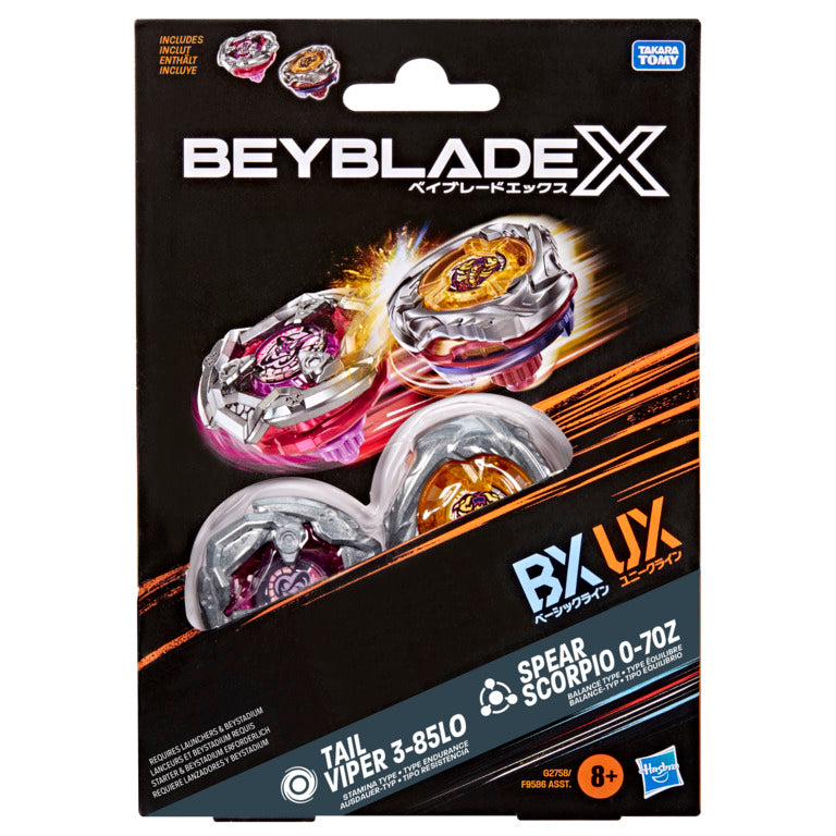 Beyblade X Spear Scorpio 0-70Z UX & Tail Viper 3-85LO BX Dual Pack Set