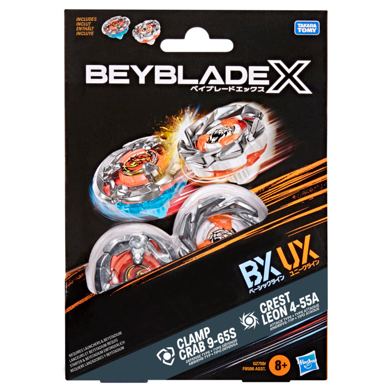 Beyblade X Clamp Crab 9-65S BX & Crest Leon 4-55A UX Dual Pack Set