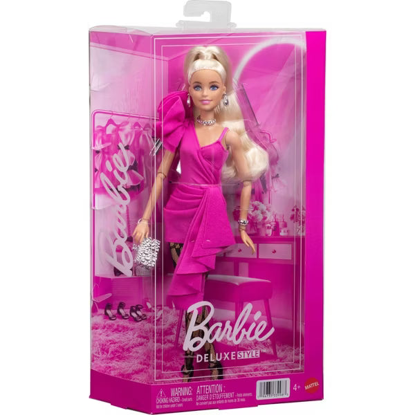 Barbie Deluxe Style Doll #15 in Hot Pink Barbiecore Dress with Lace Tights