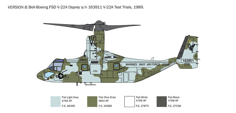 Italeri V-22A Osprey Tilt Rotor Aircraft 1:72 Scal