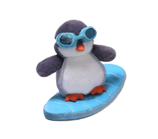 Surfing Glacier Penguin on Surf Board 18cm Soft Toy