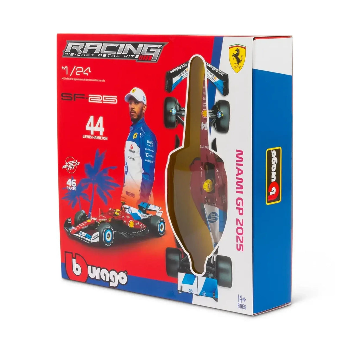 Bburago Ferrari SF-25 N0.44 Lewis Hamilton Miami Grand Prix 2025 1:24 Scale Die Cast Model Kit