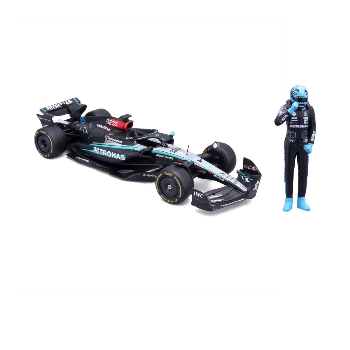 Bburago Mercedes AMG W15 with George Russell Figure 1:24 Scale Die Cast Model