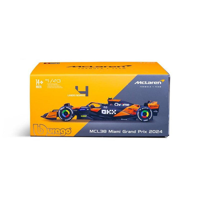 Bburago 1:43 F1 McLaren MCL38 Lando Norris Miami Grand Prix 2024